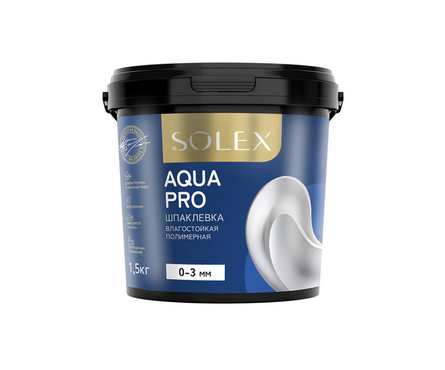 Шпаклевка готовая влагостойкая полимерная SOLEX Aqua Pro 1.5 кг  Фотография_0