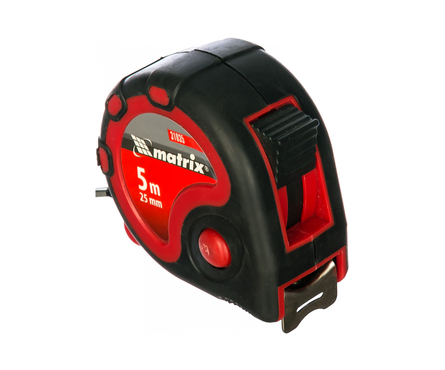 Рулетка Matrix Status 3 fixations, 25 мм, двухкомпонентный корпус, 3 фиксации ленты, 5 м Фотография_1