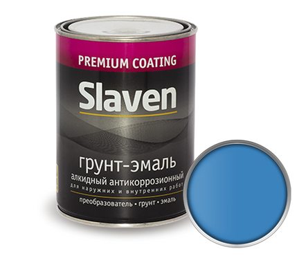 Грунт-эмаль по ржавчине SLAVEN 3 в 1, голубой (3.2 кг) Фотография_0