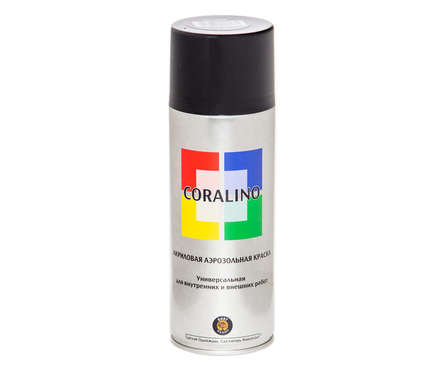 Краска аэрозольная CORALINO, черный матовый (RAL9005) 520 мл Фотография_0