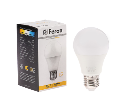 Лампа светодиодная Feron, 12 Вт, груша, Е27, 2700К, теплый свет  Фотография_0