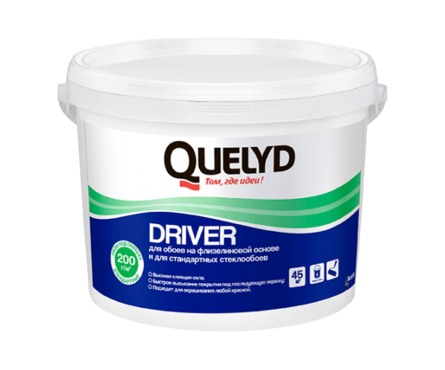 Клей QUELYD Driver для стеклохолста и стеклообоев, 9 л Фотография_0