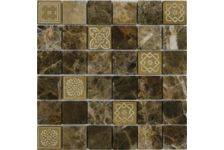 Мозаика Caramelle Mosaic Art Stone Emperador Dark матовая, 300х300х8 мм, чип 48х48 мм