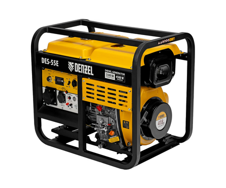 Генератор дизельный 5.5 кВт 230 В бак 11 л, электростартер DES-55E DENZEL Фотография_2