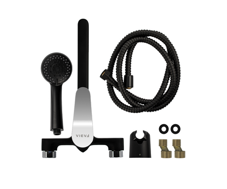 Смеситель для ванны однорычажный FABIA длинный гусак Черный-хром 9672 Фотография_2