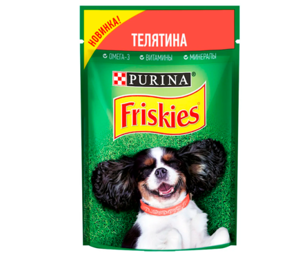 Корм влажный Friskies для взрослых собак, кусочки с телятиной в подливе, 85 г Фотография_0