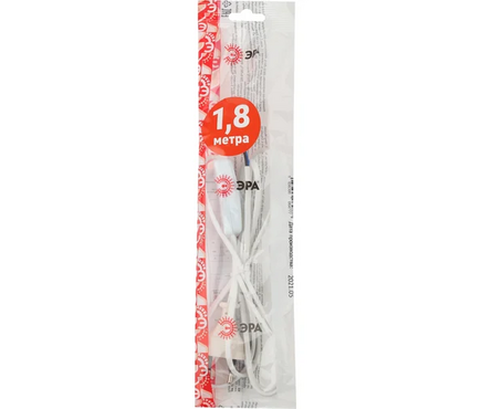 Шнур для бра белый 1.80 см с выключателем (ШВВП 2х0.5 мм²) Фотография_1