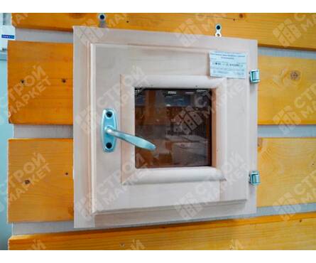 Окно банное липа 30х30 см с ручкой (стеклопакет) Фотография_1