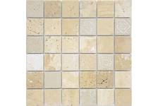 Мозаика Caramelle Mosaic Art Stone Travertino Beige матовая, 300х300х8 мм, чип 48х48 мм