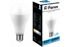 Лампа светодиодная Feron, 25 Вт, груша, Е27, 6400К, дневной свет