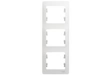 Рамка для розеток Schneider Electric GLOSSA вертикальная на 3 поста, белая