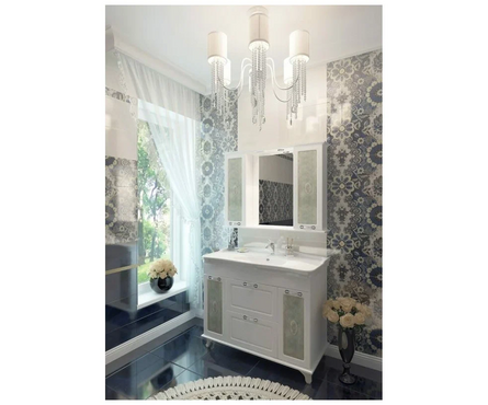 Тумба для ванной Модерн 100 белая с умывальником Модерн 105 Фотография_1