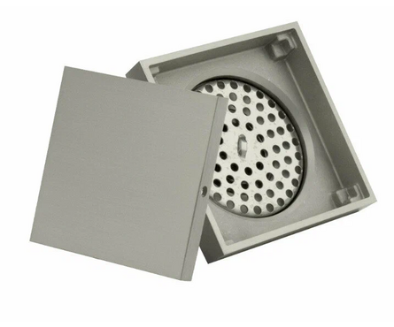 Трап сливной вертикальный выход D 50 мм латун. 100х100 мм матовый хром MAGNUS Фотография_2