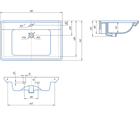 Умывальник мебельный Kirovit Дуглас 75 Фотография_2