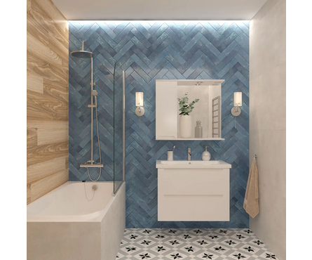 Тумба для ванной Паола 80 подвесная белая с умывальником Гремми 80/Фостер 80 Фотография_4