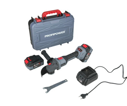 УШМ 125 мм 18B, 8500 об/мин, Li-Ion аккум, бесщеточная 2 шт, 4 Ач, PROFIPOWER Фотография_8