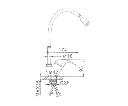 Смеситель для кухни однорычажный FRAP высокий гибкий гусак хром F4303-1 Фотография_2