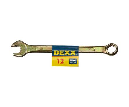Ключ комбинированный гаечный DEXX, желтый цинк, 12 мм Фотография_0