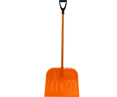 Лопата снеговая поликарбонат 480х400 мм оранжевый алюминиевый черенок и ручкой CARBOLUX Фотография_0