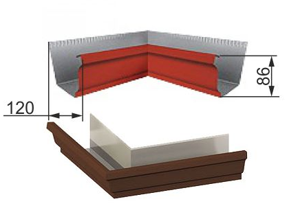 Угол желоба наружный МП 120х86 (коричневый 8017) БЮДЖЕТ Фотография_1