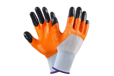 Перчатки нейлоновые, оранжевые с черными пальцами