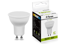 Лампа светодиодная Feron, 9 Вт, GU10, 4000К, белый свет 