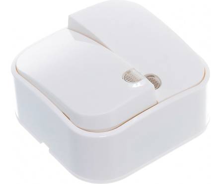 Выключатель 2-кл. ОП 10А IP20 с подсветкой бел. IONICH 1414 Фотография_3