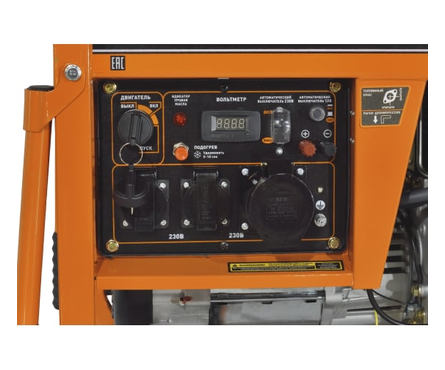 Генератор дизельный 5.5 кВт 220В бак 12.5 л электростартер, колеса PPG-7000DE CARVER Фотография_4