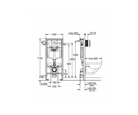 Инсталляция для унитаза трехрежимная кнопка хром Cosmopolitan Rapid SL GROHE Фотография_3