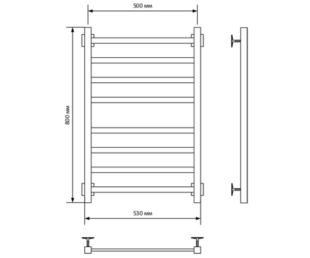 Полотенцесушитель электрический 80х50 см подкл. правое белый таймер 415 Вт Триумф-2 ЛЦ ZOX Фотография_2
