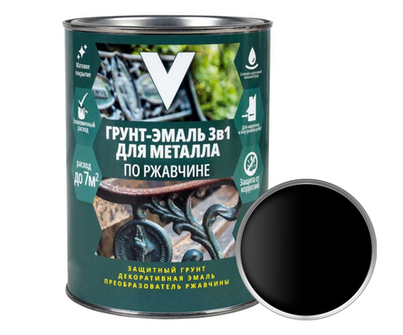 Грунт-эмаль по ржавчине 3 в 1 черный V 1.8 кг Фотография_0
