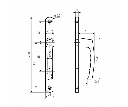 Ручка для узкопроф. дверей 85.25.01 с пружиной коричневая БУЛАТ Фотография_2
