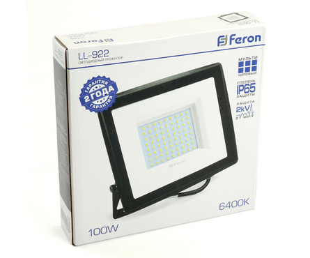 Прожектор светодиодный FERON 100 Вт, 9000 Лм, 6500 К, IP65 Фотография_7