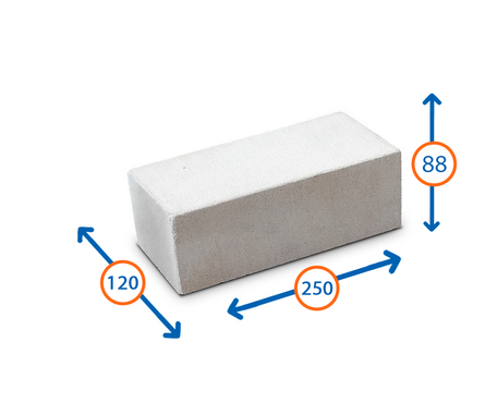 Кирпич силикатный полнотелый М150, белый, 250х120х88 мм Фотография_1