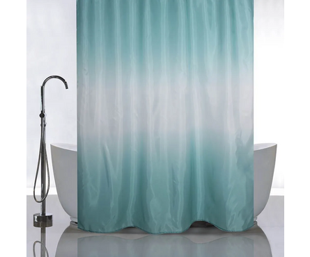 Штора для ванной полиэстер водонепроницаемая 180x180 см, Бирюзовый-переход без колец САНАКС Фотография_1