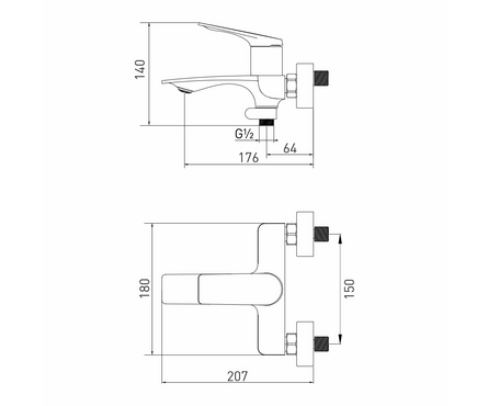 Смеситель для ванны однорычажный MIXLINE короткий гусак белый/хром 35к ML41-01 Фотография_4
