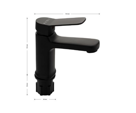 Смеситель для умывальника однорычажный FABIA литой гусак Черный 9731 Фотография_3