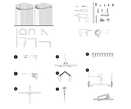 Карниз для ванной угловой универсальный 1.00х1.00 м хром 100012 GFmark Фотография_1