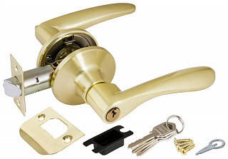 Дверная ручка-защелка  6020 SB-E (ключ фиксатор) мат. золото Фотография_0