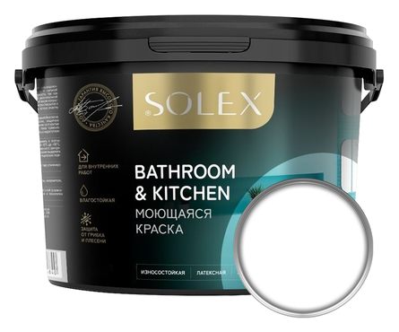 Краска моющаяся SOLEX BATHROOM & KITCHEN, 14 кг Фотография_0