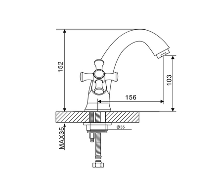 Смеситель для умывальника двухвентельный GAPPO литой гусак хром G1042 Фотография_4