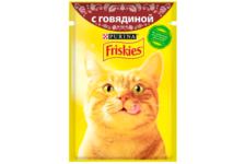 Корм влажный Friskies для взрослых кошек, с говядиной в подливе, 50 г