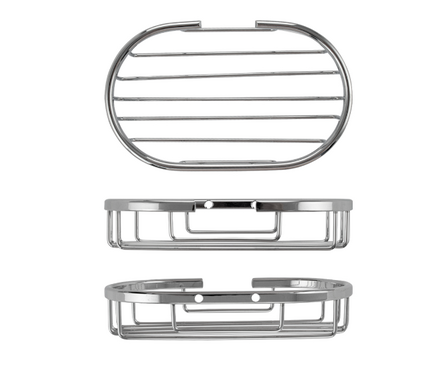 Мыльница решетка овальная малая, с креплением к стене хром САНАКС Фотография_2