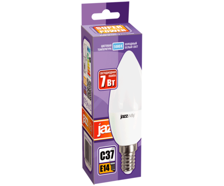 Лампа светодиодная 7 Вт Свеча Е14 5000К дневной свет JazzWay 1027832-2 Фотография_1
