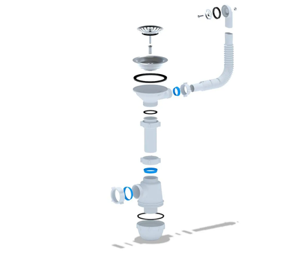Сифон для мойки разъемный выпуск 3 1/2 с гибким круглым переливом 40х40/50 A0142S АниПласт Фотография_1