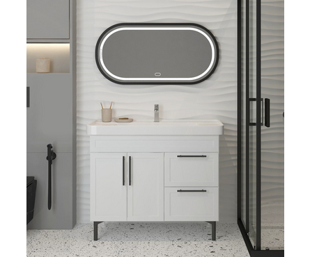 Тумба для ванной Софа 100 белая с умывальником Дуглас 1050/Виктория 100 Фотография_1