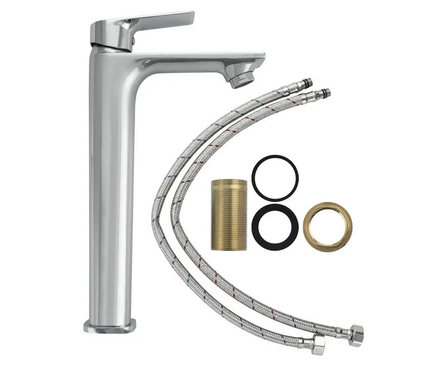 Смеситель для умывальника однорычажный MAGNUS литой гусак хром высокий 8401 Фотография_2