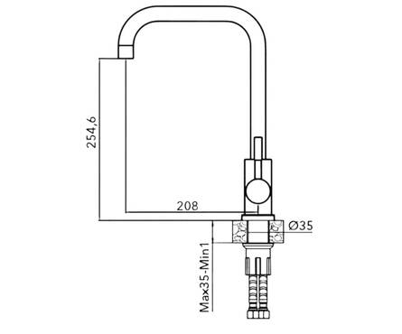 Смеситель для кухни однорычажный AV Engineering высокий гусак сатин без подв. ZAR 304-006 Фотография_3