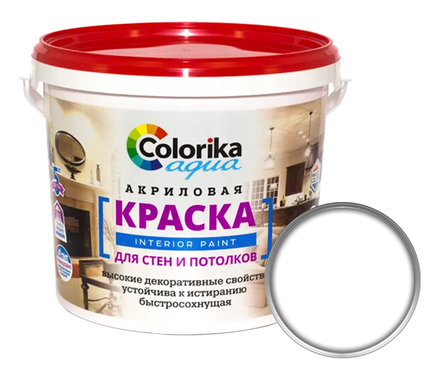 Краска COLORIKA AQUA для стен и потолков, белая (14 кг) Фотография_0