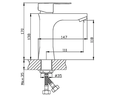 Смеситель для умывальника однорычажный HAIBA литой гусак сатин HB10802 Фотография_3